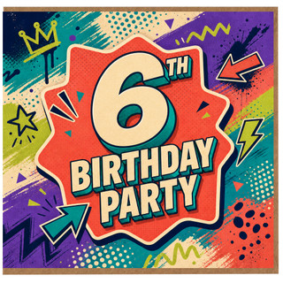 6th Birthday Card, Comic Style Sixth Birthday Card