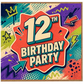 12th Birthday Card, Comic Style Celebration Card