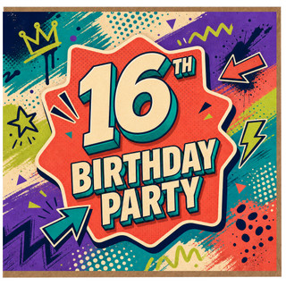 16th Birthday Card, 16th Birthday Party Card