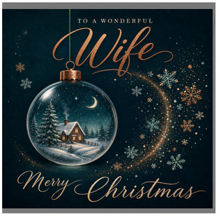 Wife Christmas Card, To a Wonderful Wife Merry Christmas Card