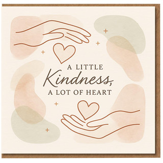 Thank You Card - A Little Kindness, A Lot of Heart - Minimal Line Art Hands & Hearts, Neutral Pastel Abstract Shapes - Appreciation & Gratitude Card