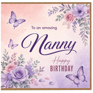 Nanny Birthday Card, To an Amazing Nanny Happy Birthday Floral Butterfly Card