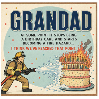 Birthday Card, Funny Firefighter Cake Fire Hazard Card