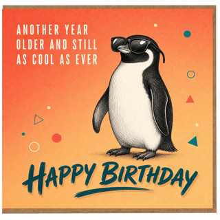 Birthday Card, Cool Penguin Card
