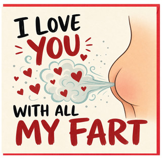 Birthday Card, I Love You With All My Fart Card, Romantic Humour Greeting Card