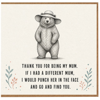 Birthday Card, Funny Bear Illustration Card