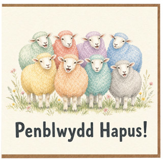 Birthday Card, Cute Pastel Sheep Design
