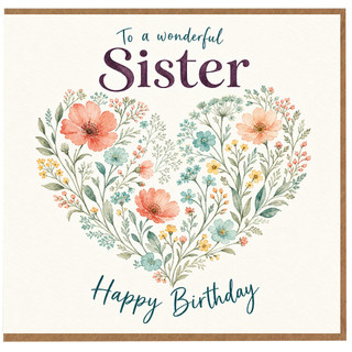 Birthday Card, To a Wonderful Happy Birthday Floral Heart Card