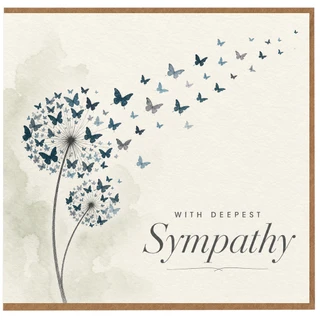 Birthday Card, With Deepest Sympathy Butterfly Dandelion Design