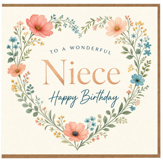 Birthday Card, To a Wonderful Happy Birthday Floral Heart Card