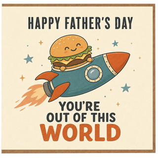 Birthday Card, Out of This World Card, Funny Space Burger Greeting Card