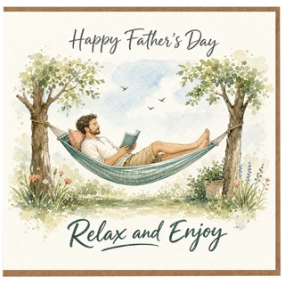 Birthday Card, Relax and Enjoy Hammock Illustration