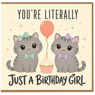 Birthday Card, Cute Cat Birthday Card for Her