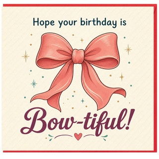 Birthday Card, Bow - tiful Pink Bow Greeting Card