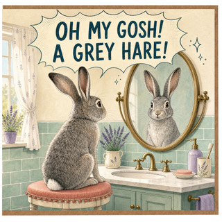 Birthday Card, Oh My Gosh A Grey Hare Greeting Card
