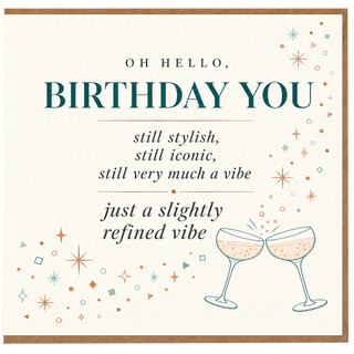 Birthday Card, Stylish Iconic Birthday Card with Champagne Glasses