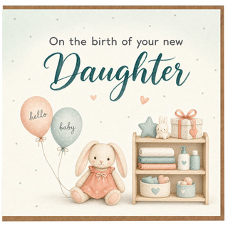 Birthday Card, On the Birth of Your New Card, Baby Girl Congratulations Card