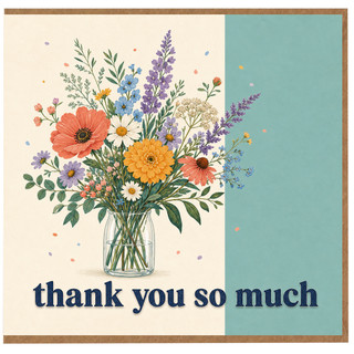 Birthday Card, Floral Bouquet Thank You Card