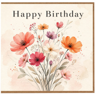 Birthday Card, Floral Watercolour Birthday Card