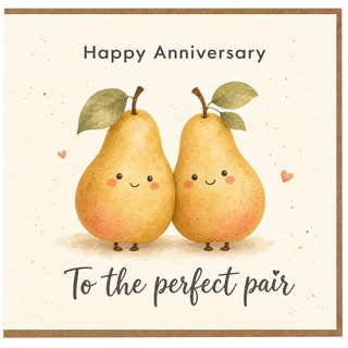 Birthday Card, Cute Pear Illustration