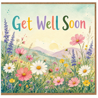 Birthday Card, Floral Meadow Watercolour Design