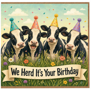 Birthday Card, We Herd It’s Your Birthday Cow Card
