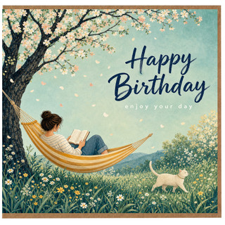 Birthday Card, Relaxing Hammock Floral Birthday Card
