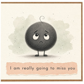 Birthday Card, Sad Character Leaving Card, Thinking of You Card