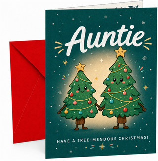 Auntie Christmas Card Cute Christmas Trees Have a Tree-mendous