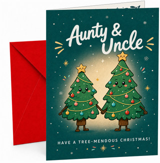 Aunty & Uncle Christmas Card Cute Holding Hands Trees