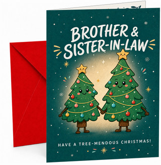 Brother & Sister-in-Law Christmas Card Cute Trees Holding Hands