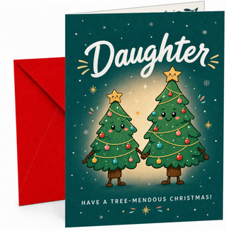 Daughter Christmas Card Cute Smiling Christmas Trees