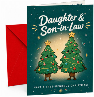 Daughter & Son-in-Law Christmas Card Cute Trees Holding Hands