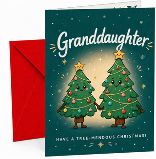 Granddaughter Christmas Card Cute Trees Have a Tree-mendous