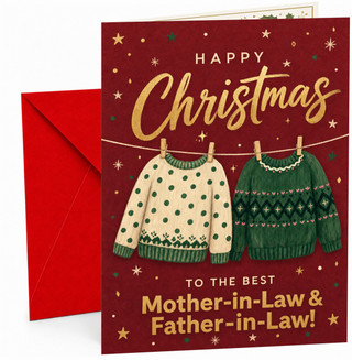 Mother-in-Law & Father-in-Law Christmas Card, Jumpers Line