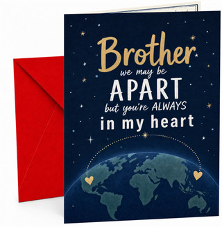 Brother Christmas Card, We May Be Apart World Map Stars