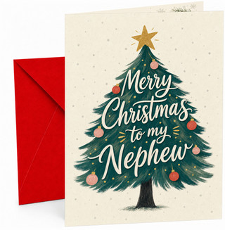 Nephew Christmas Card, Merry Christmas Tree with Baubles
