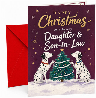 Daughter & Son-in-Law Christmas Card Dalmatian Dogs & Tree