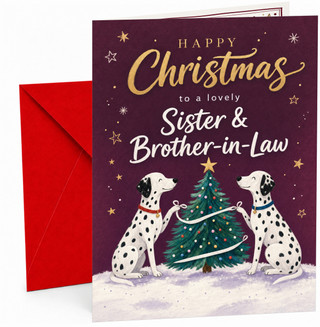Sister & Brother-in-Law Christmas Card Dalmatians Tree