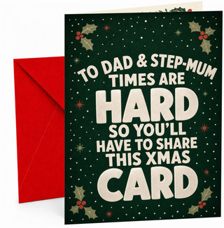 Dad & Step-Mum Christmas Card Funny Share This Xmas Card