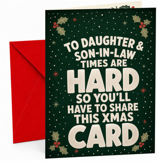 Daughter & Son-in-Law Christmas Card Funny Holly Border