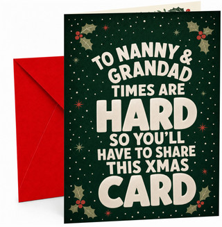Nanny & Grandad Christmas Card Funny Hard Share This Xmas