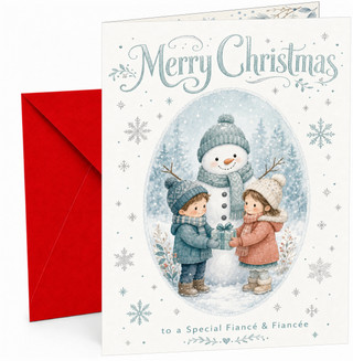 Fiancé & Fiancée Christmas Card Snowman Kids Gift Illustration