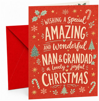 Nan & Grandad Christmas Card, Red Candy Canes & Trees