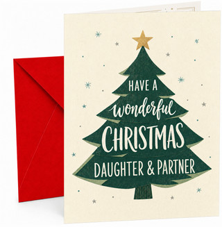 Daughter & Partner Christmas Card, Star Topped Tree