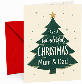 Mum & Dad Christmas Card, Wonderful Christmas Tree Star