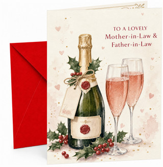 Mother-in-Law & Father-in-Law Christmas Card Champagne Toast