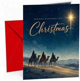 Christmas Card, Three Wise Men and Bethlehem Star Night Sky