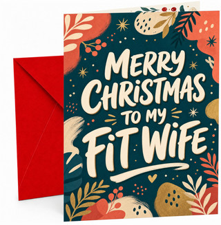 Wife Christmas Card, Merry Christmas to My Fit Wife Floral