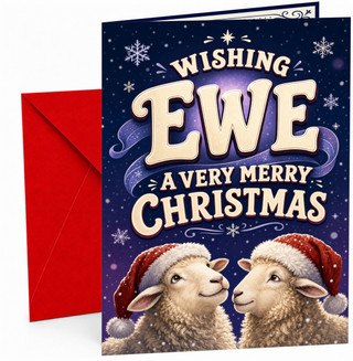 Christmas Card Wishing Ewe A Very Merry Christmas Sheep